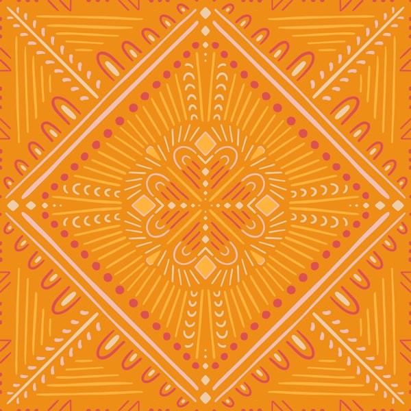 Boho Geometric Tile Orange Pink