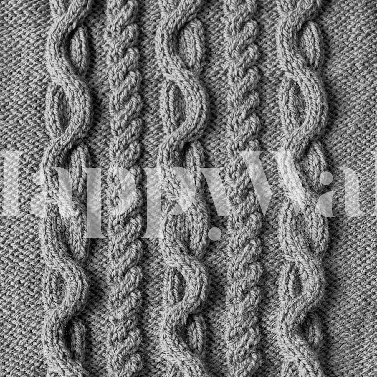 Gray cable knit pattern wallpaper, textured fabric design