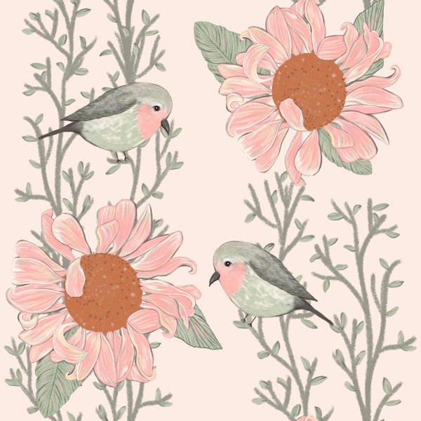 Sunflowers and birds