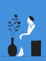 Sitting Lady in Blue Dress tapety