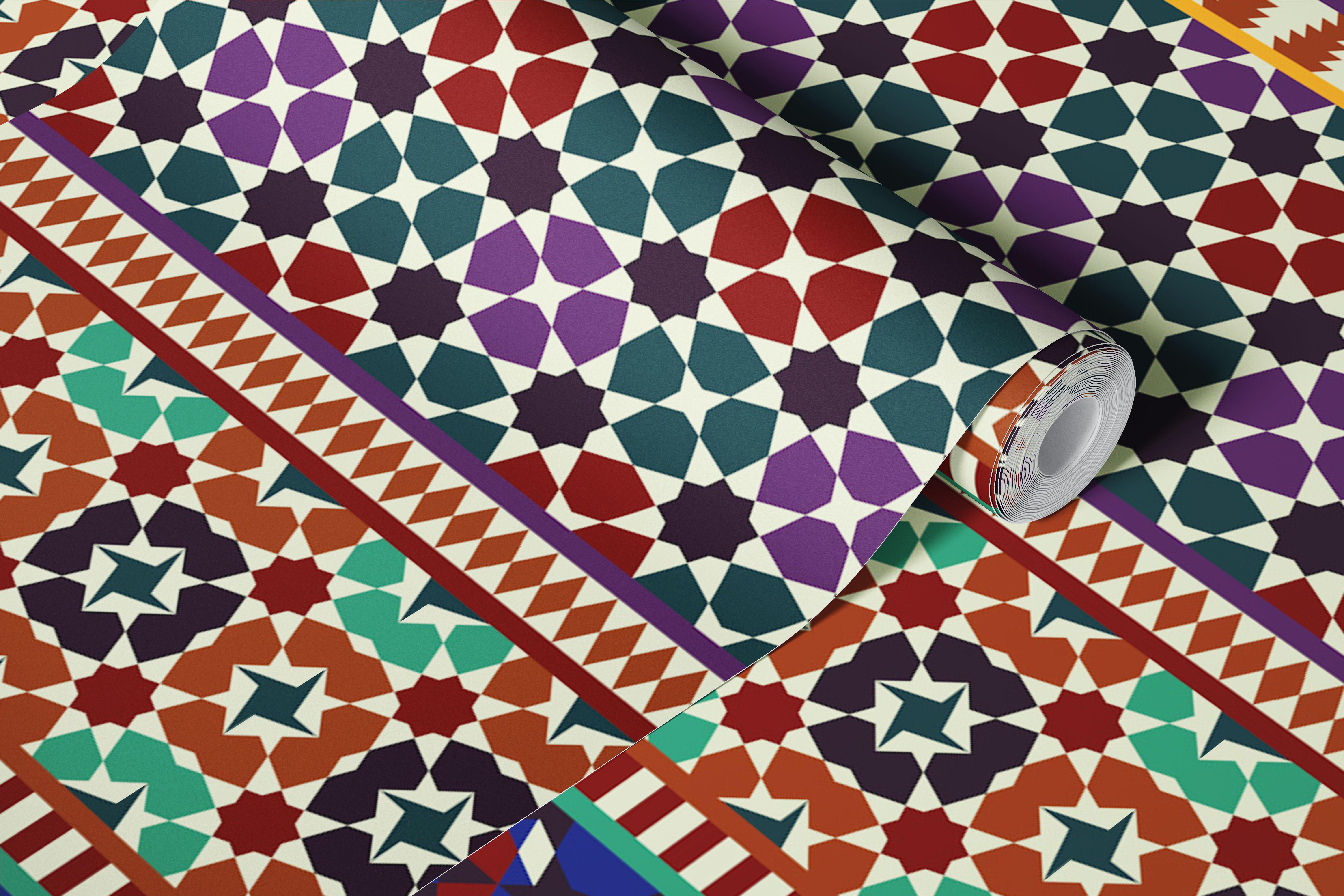 Colorful geometric shapes in earthy tones wallpaper