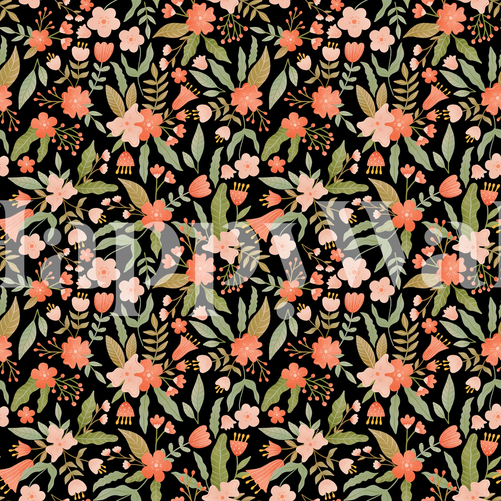 black-floral-wallpaper-with-peach-accents