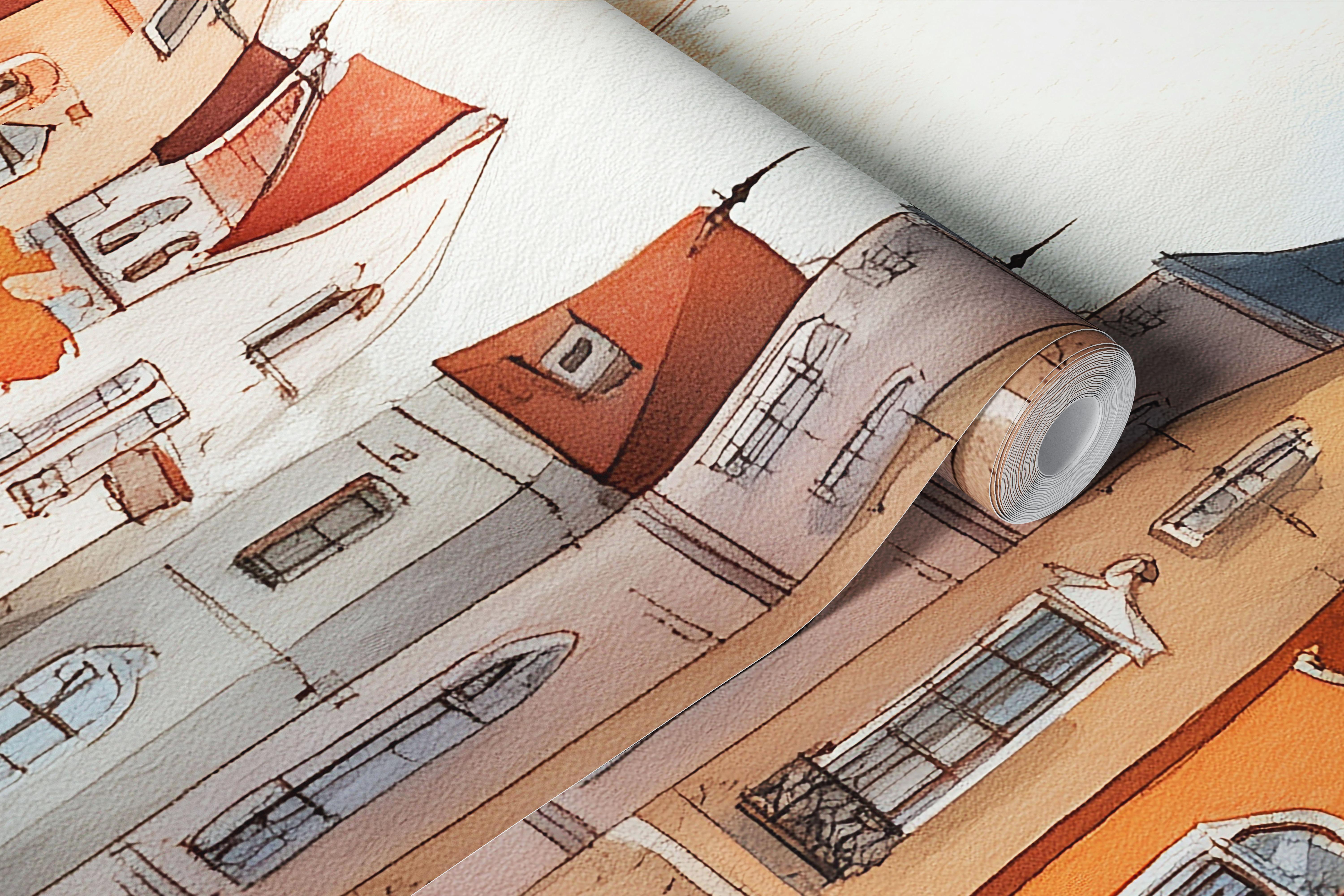 Charming Fall Village wallpaper in a room