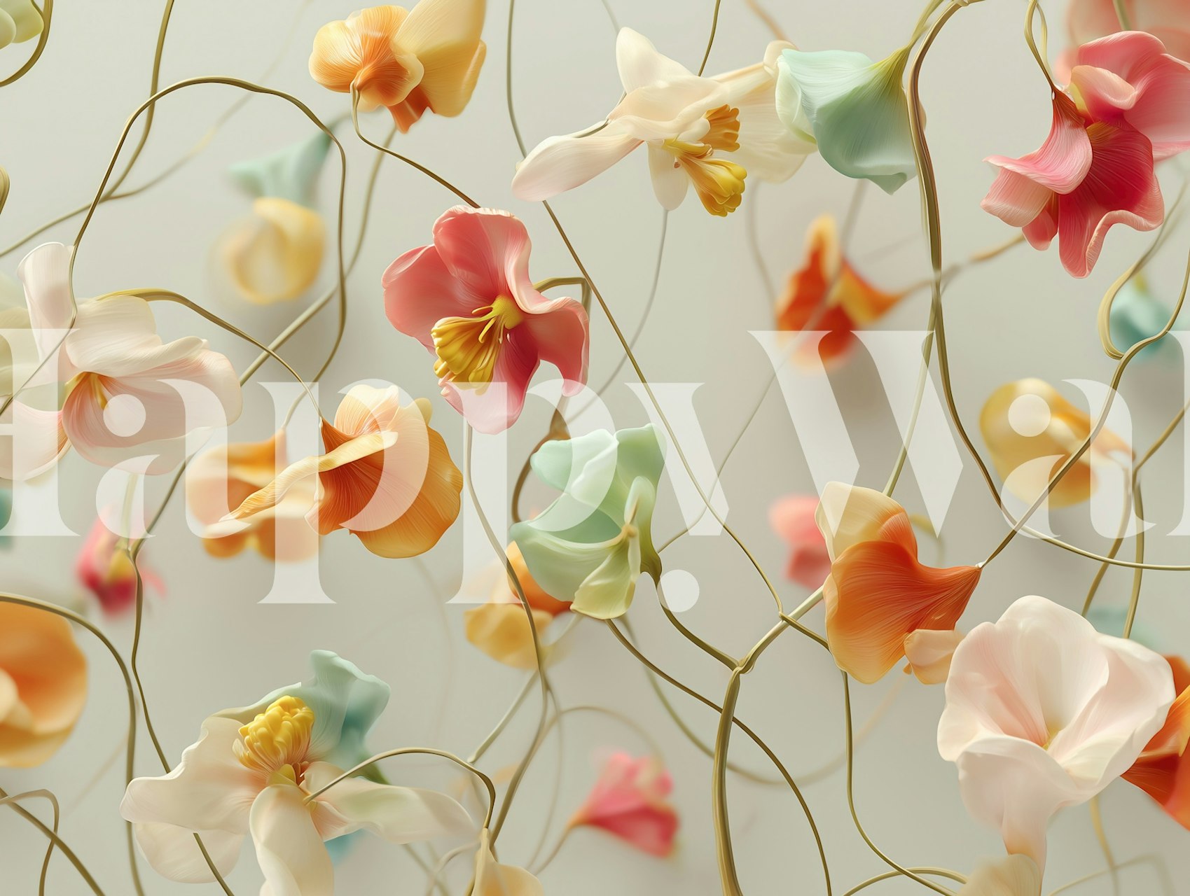 Carta da parati Delicate Floral Drift in una stanza