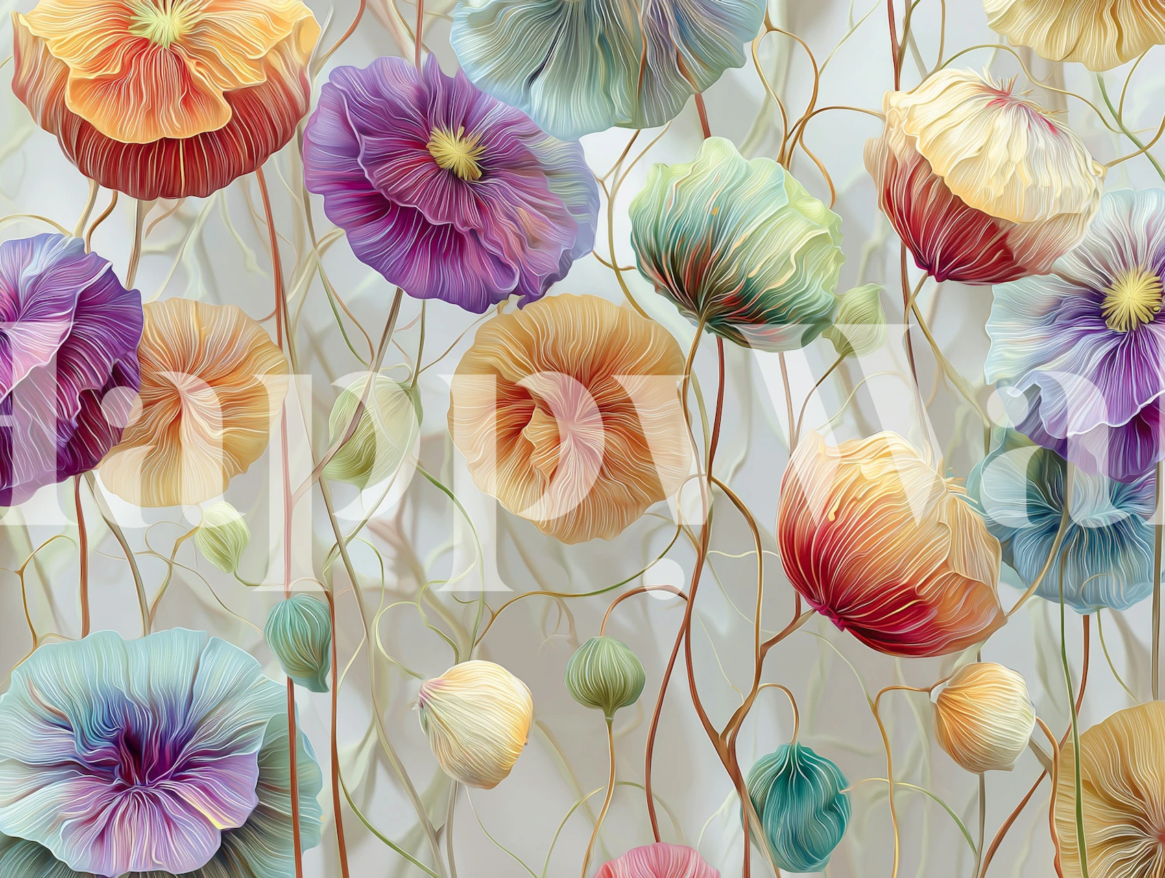 Vibrant floral dance wallpaper in a room