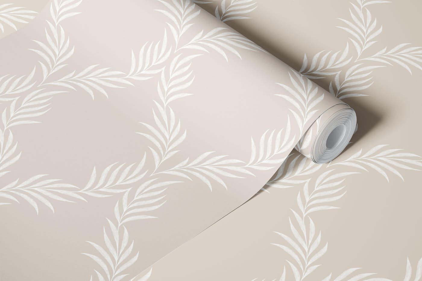 Vintage Lattice Palm Leaf - Beige wallpaper roll