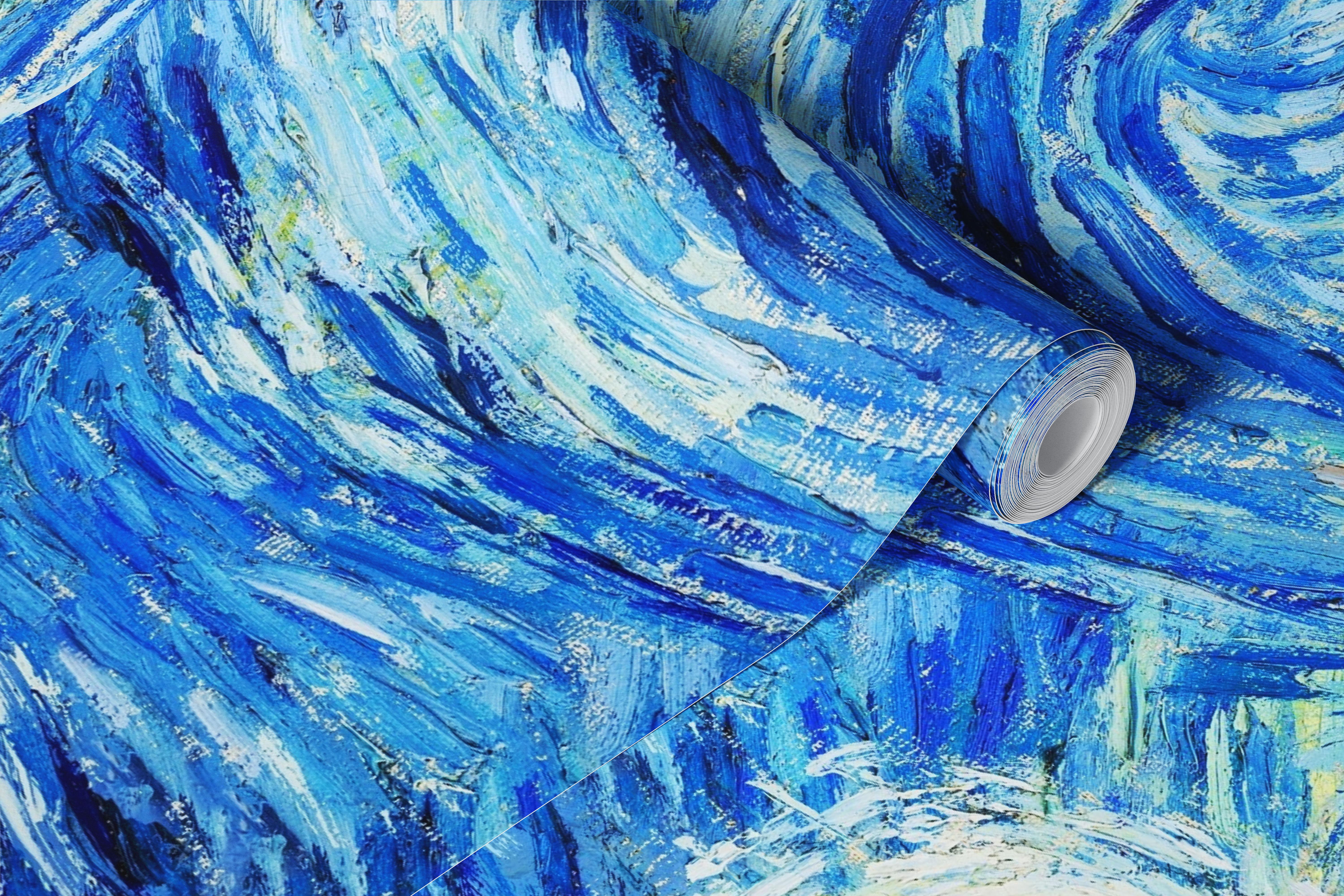 Starry Night Inspired wallpaper in a room