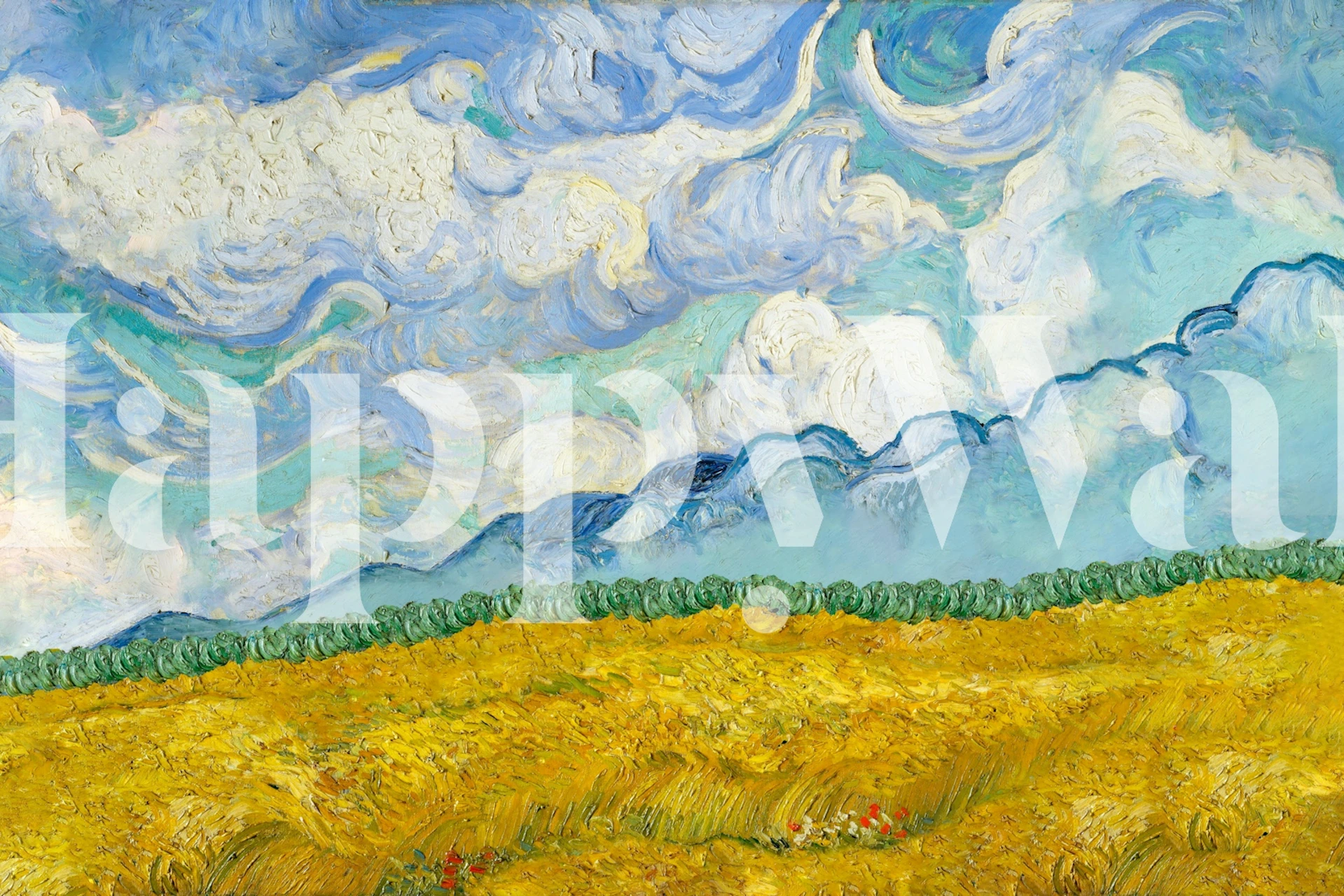 Colorful Wheat Field Scene tapet i et rom