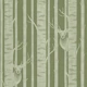 Sage Green Wood Deer and Trees Forest Stripes