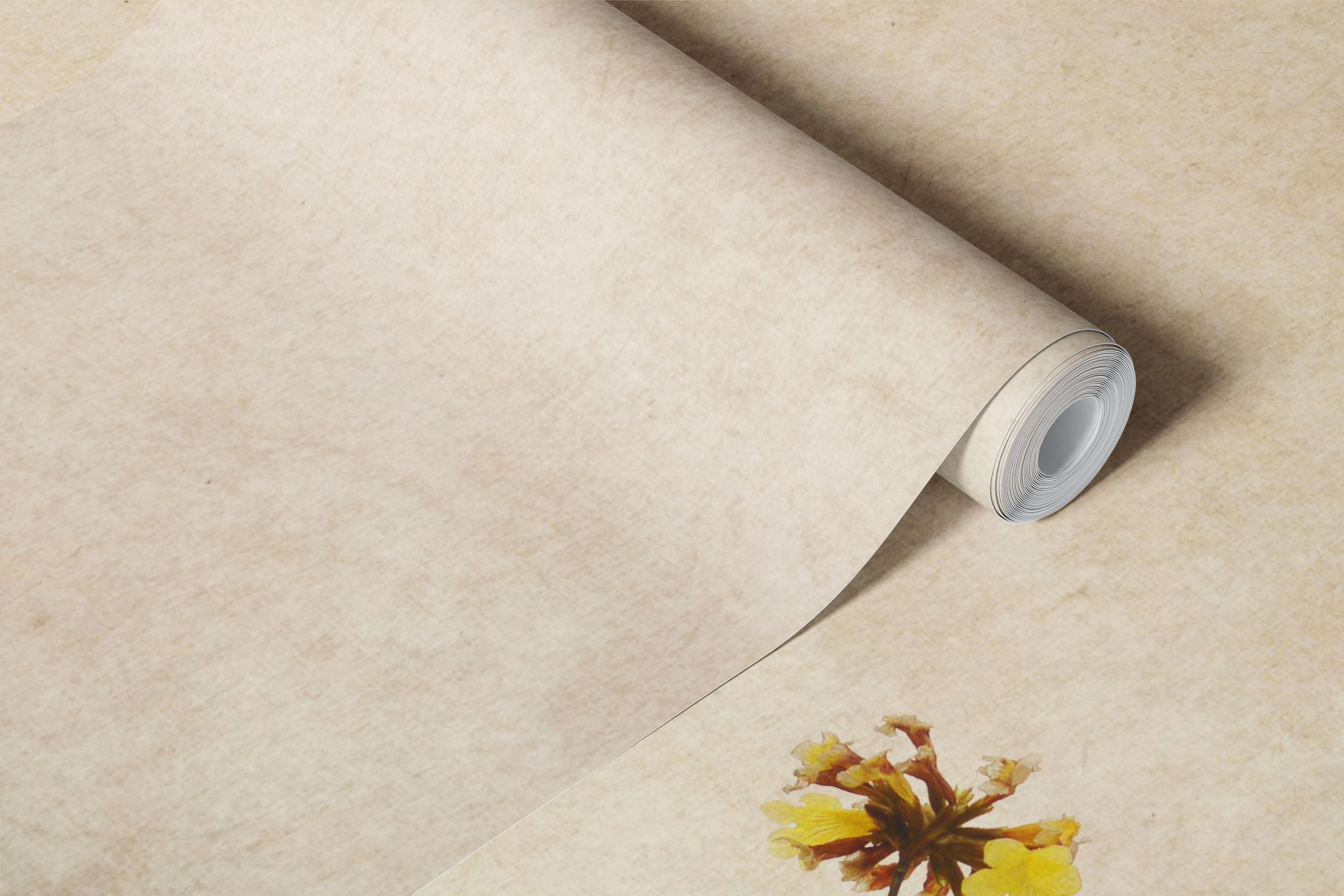 Yellow flowers on branches against a textured background wallpaper