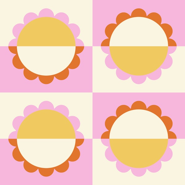 Geometric Sunset Flower Mural