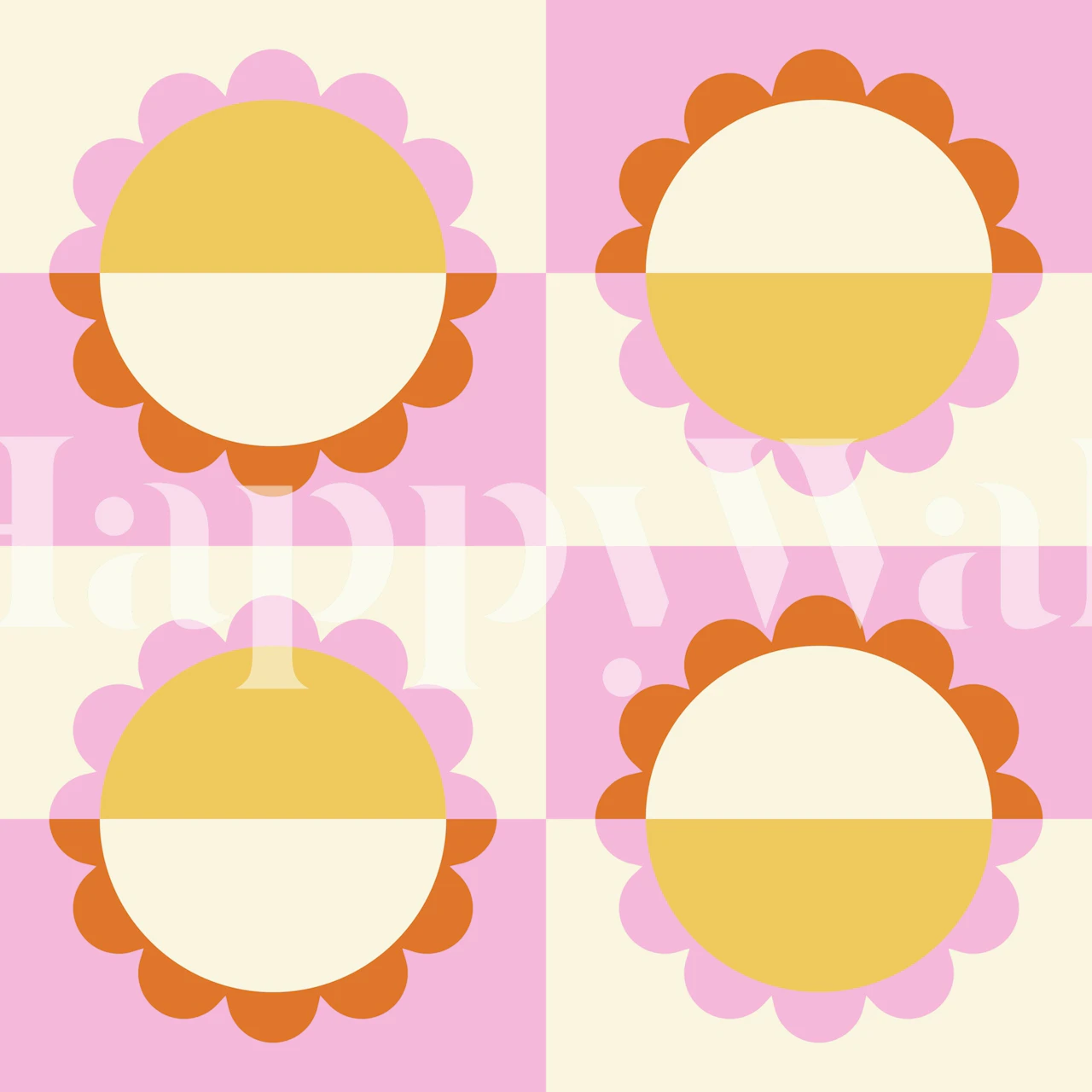 Geometric Sunset Flower Mural wallpaper in a room