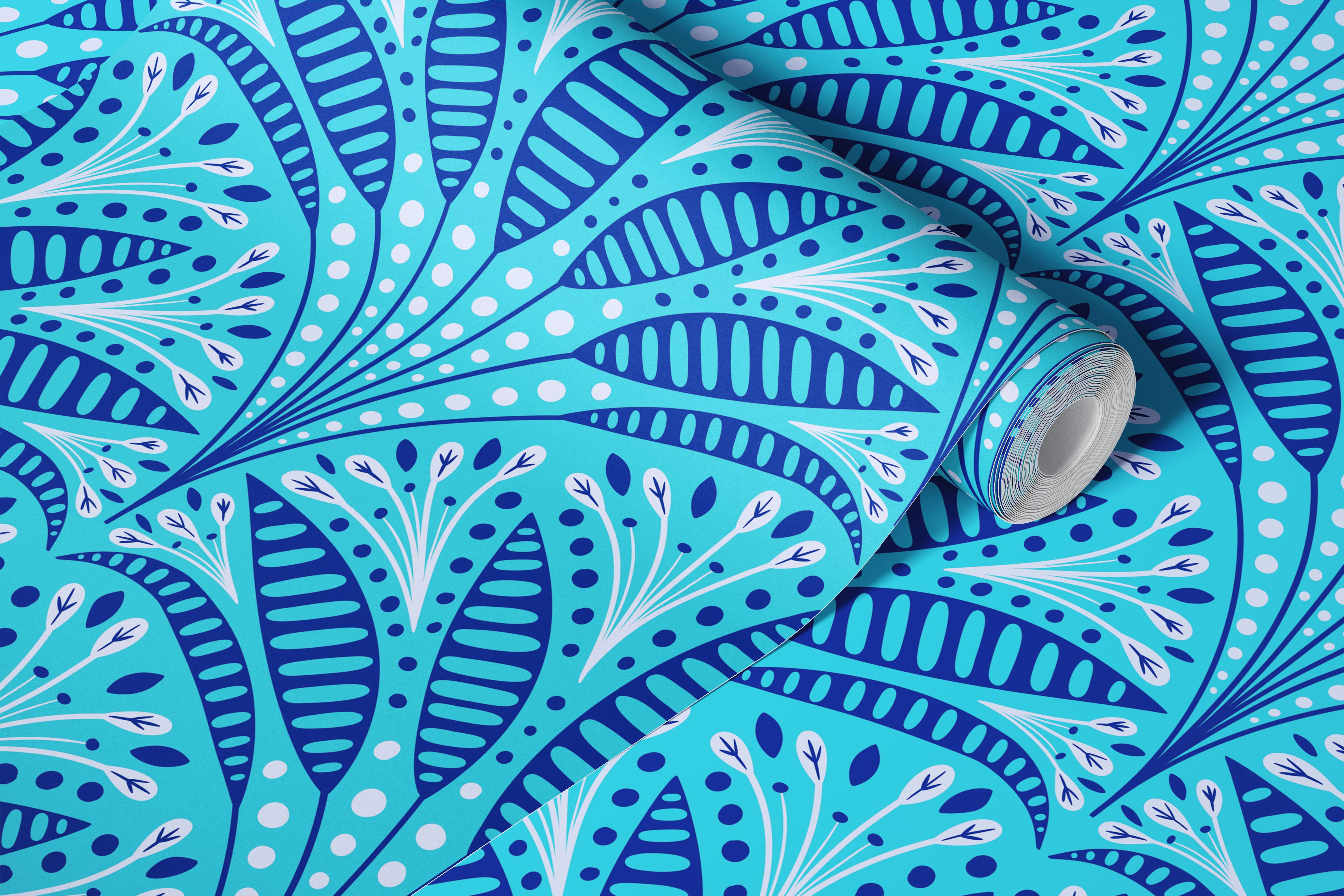 Azure Art Deco wallpaper design in a room