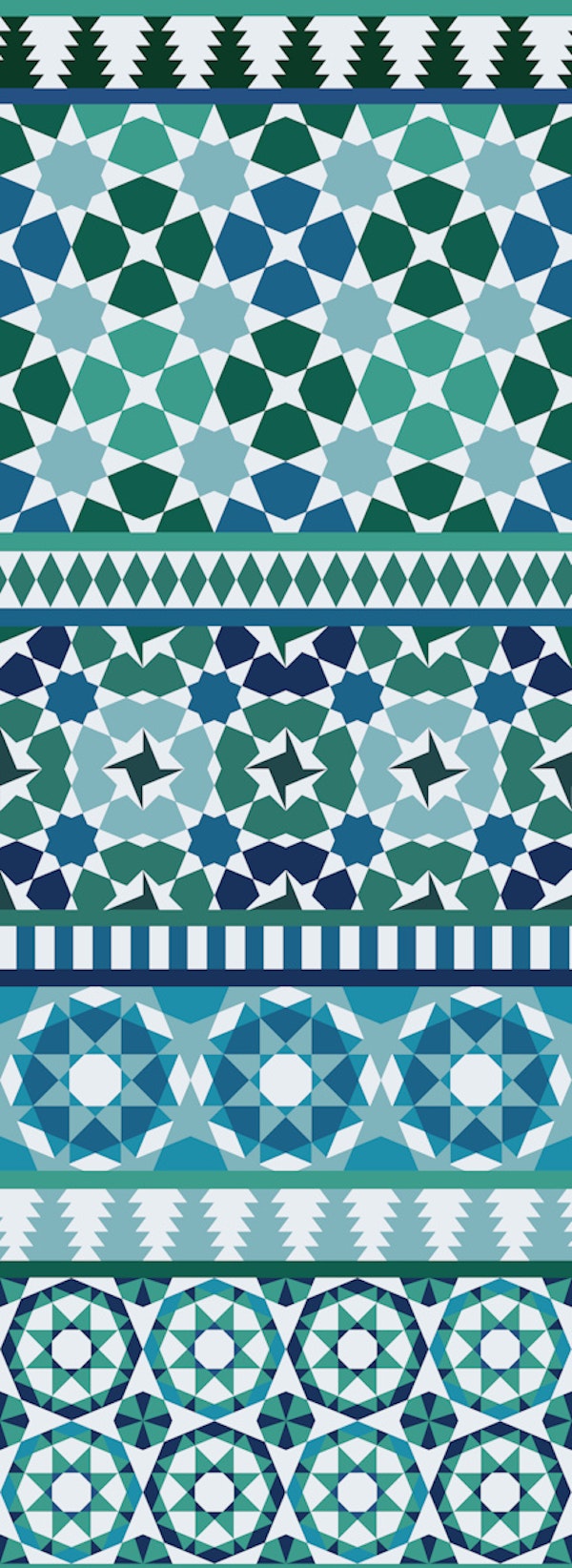 Alhambra Tessellations - blue green medium