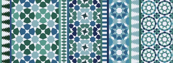 Alhambra Tessellations- Vertical blue green M