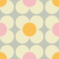Retro 70s Scandi Flowers - Pink Yellow behang