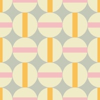 Retro 70s Striped Circles - Pink Yellow - M tapetit