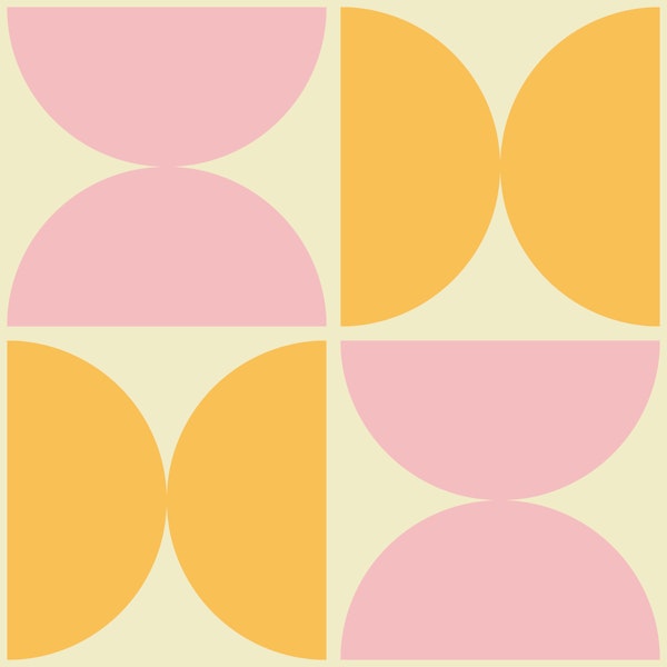 Semicircles - Pink and Yellow - Big