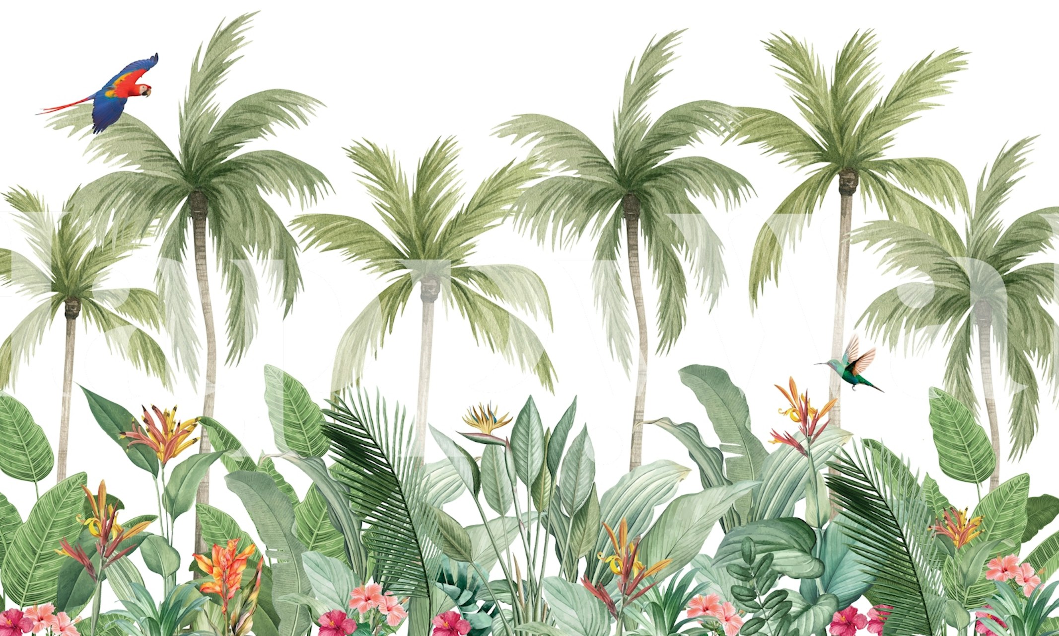 Design tapety Lush Jungle Escape w pokoju