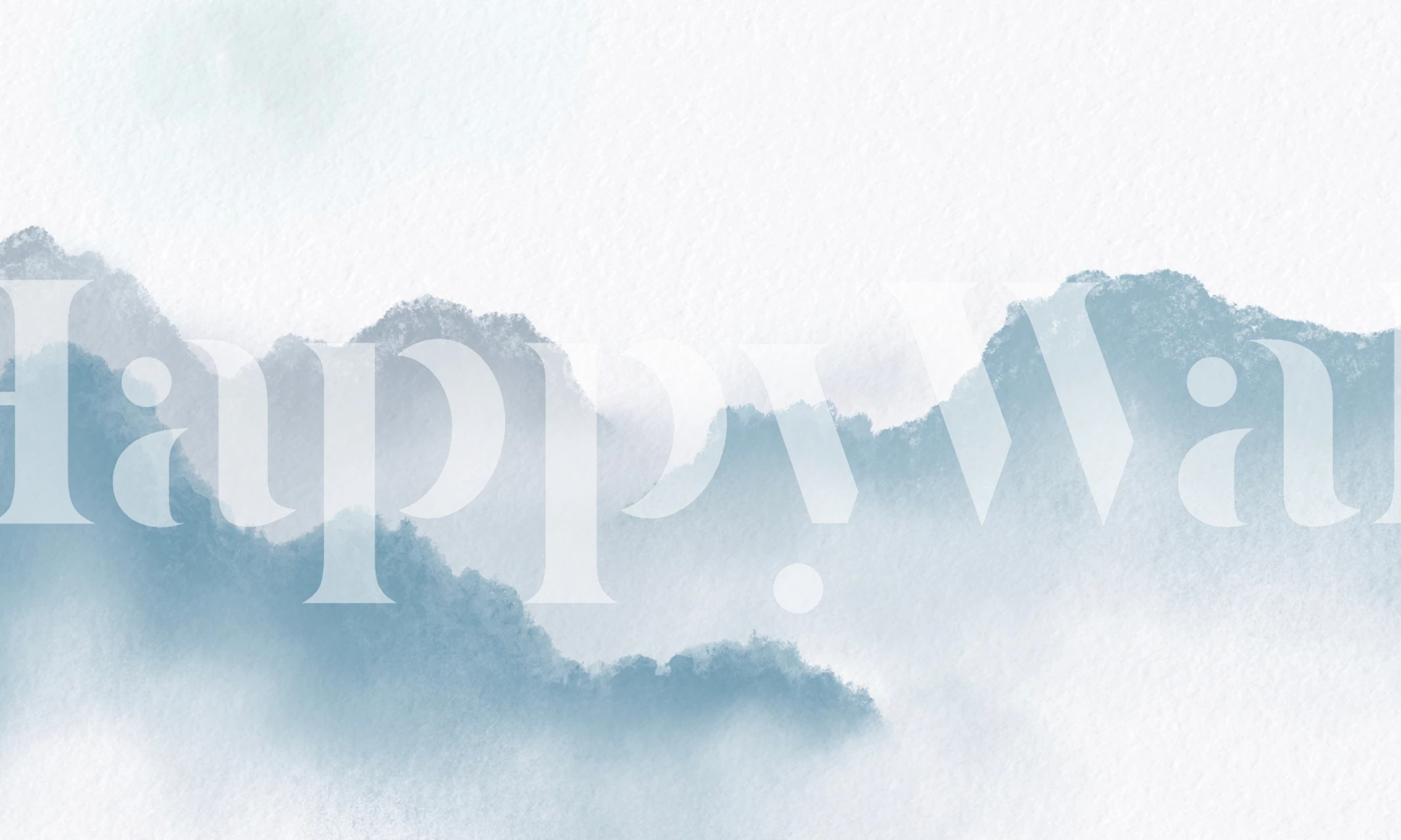 Tranquil blue landscape wallpaper in a room