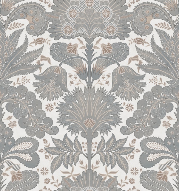 Botanic Damask Grey White Beige