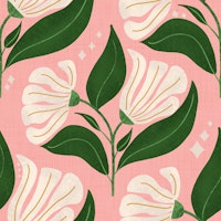 Retro 70s Cream Florals on Pink wallpaper