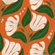 Retro 70s Cream Florals on Orange