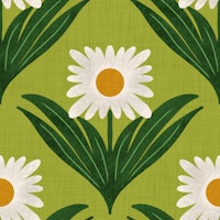 Vintage Daisy Delight Avocado wallpaper