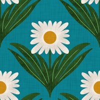 Vintage Daisy Delight Teal papel de parede