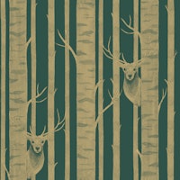 Deer in the Trees Dark Green Jewel Tone tapete
