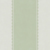 Scalloped Edge Wide Stripe - Soft Green wallpaper