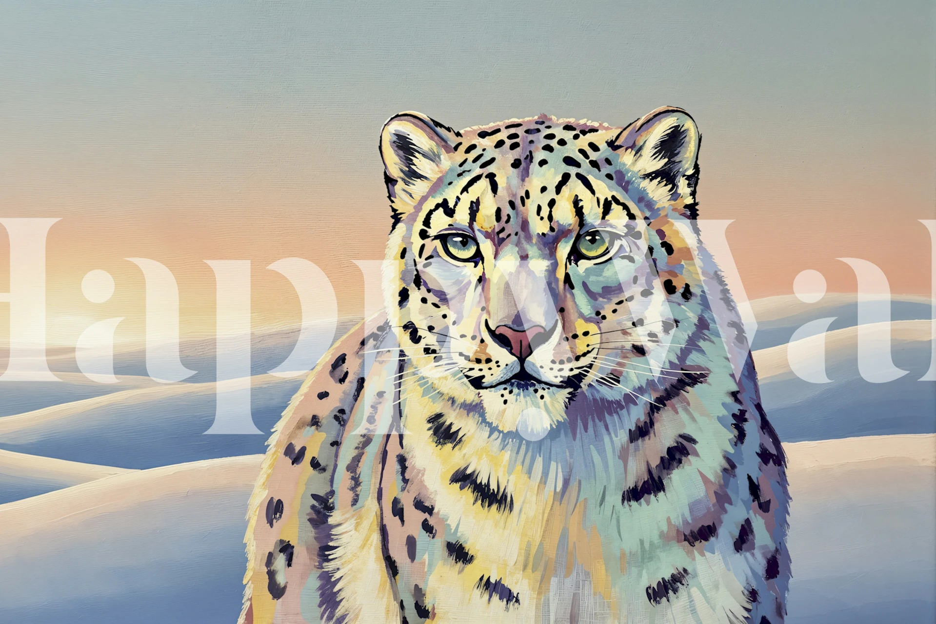 Papier peint Serene Snow Leopard dans une pièce