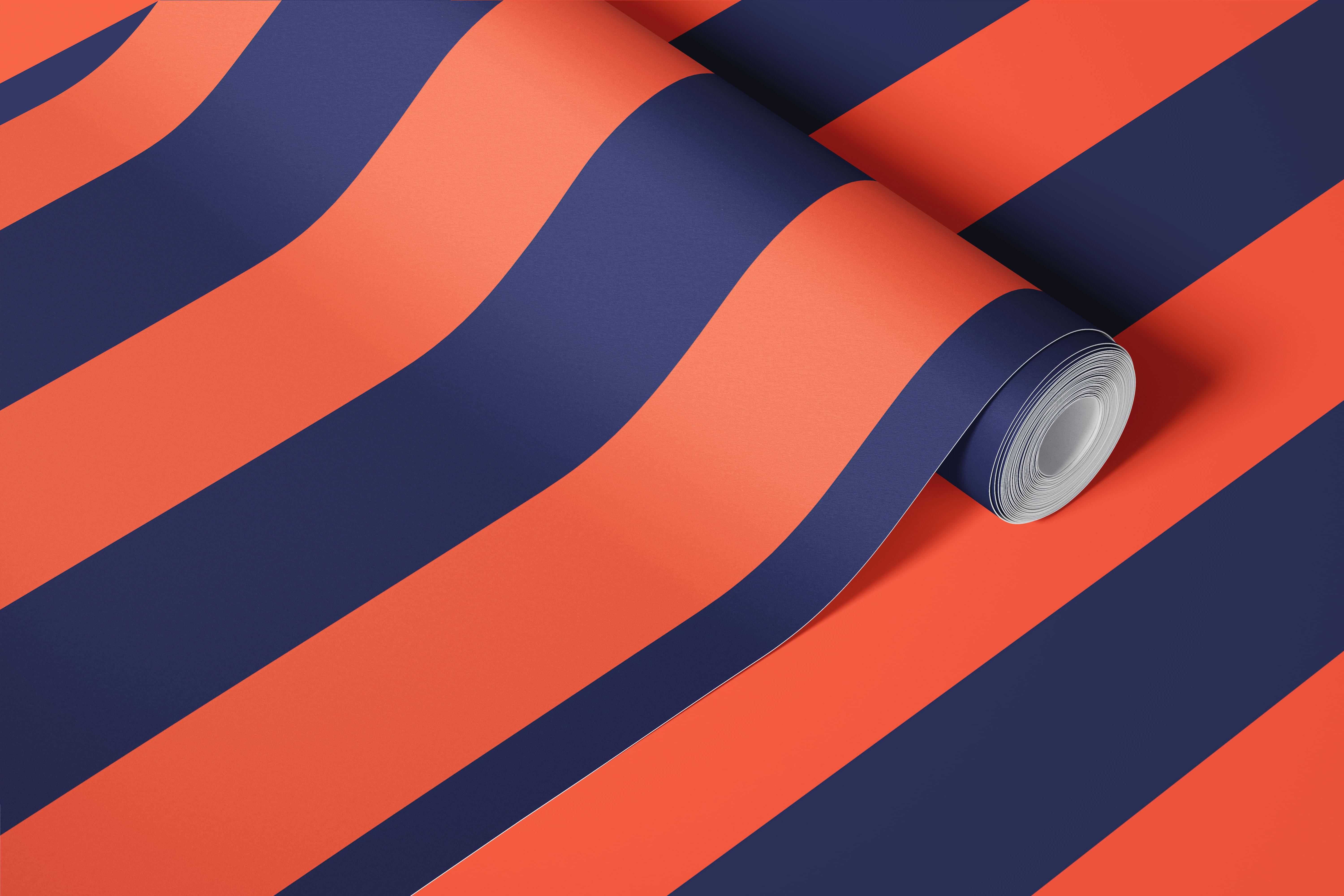 Tapeta Red and navy awning stripe v místnosti