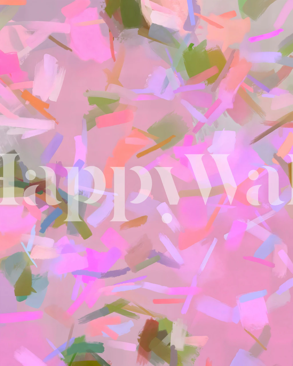 Abstract brush stroke wallpaper in pink, green, and soft hues