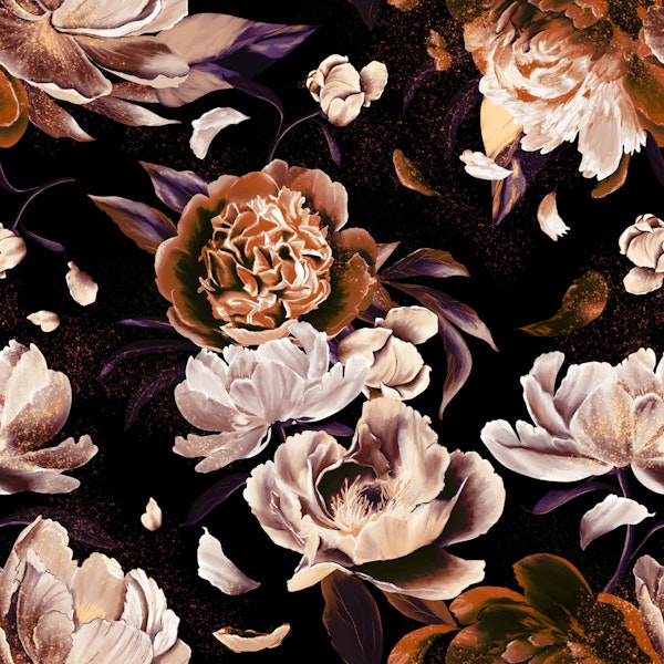 Whimsical Peonies Dark Orange Flowers