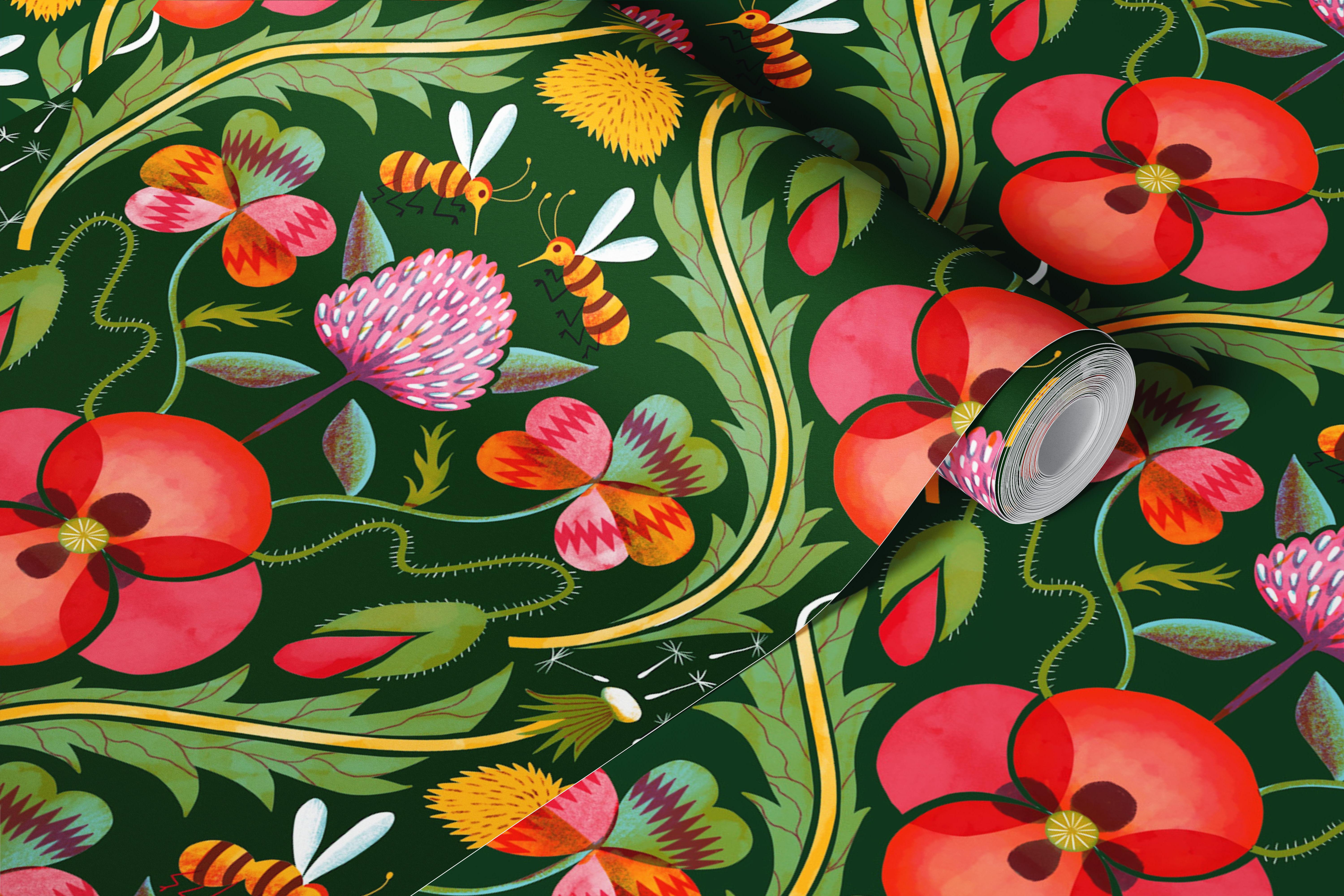 Barevný design tapety Precious weeds and bees