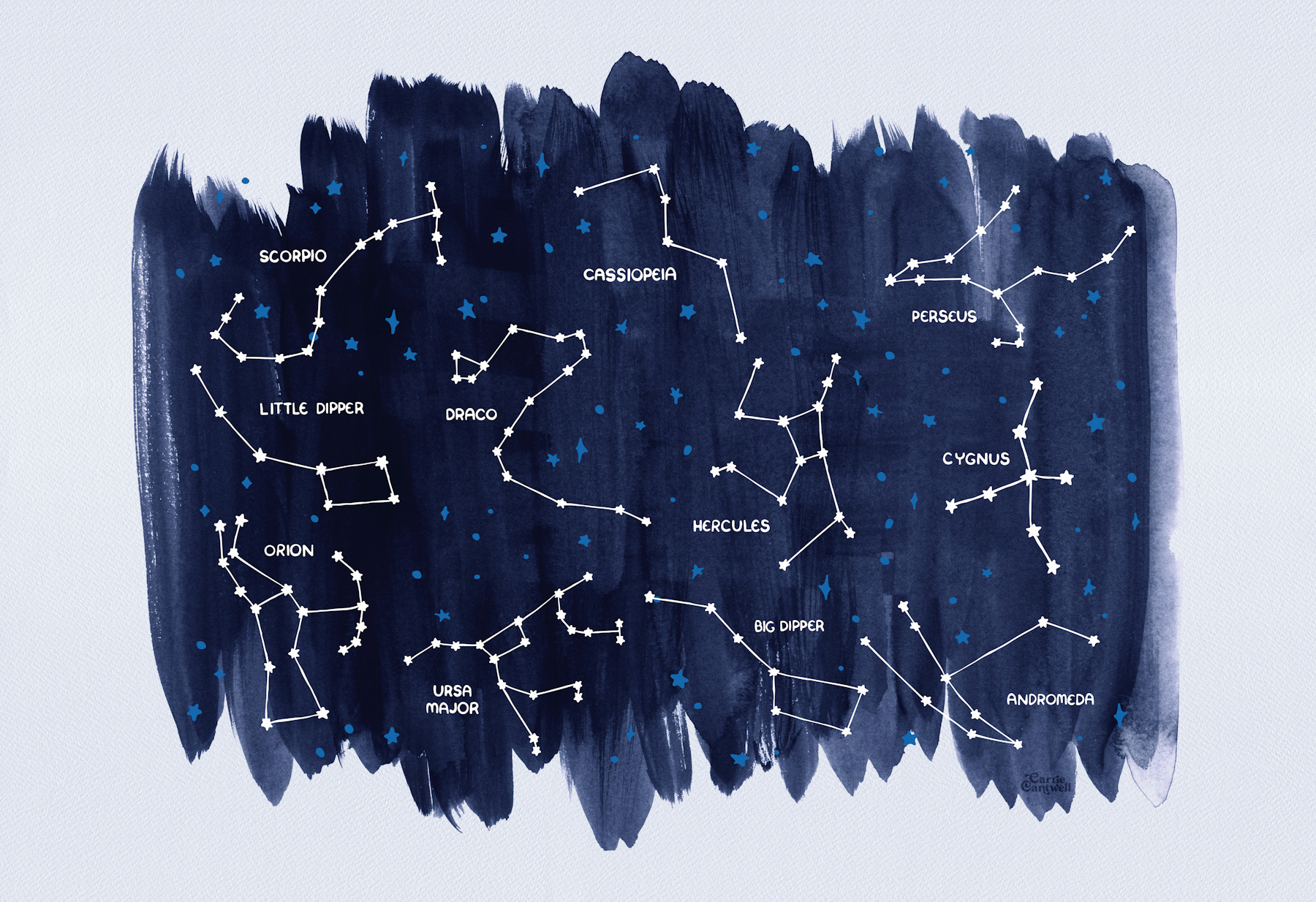 Navy Celestial Constellations Wallpaper