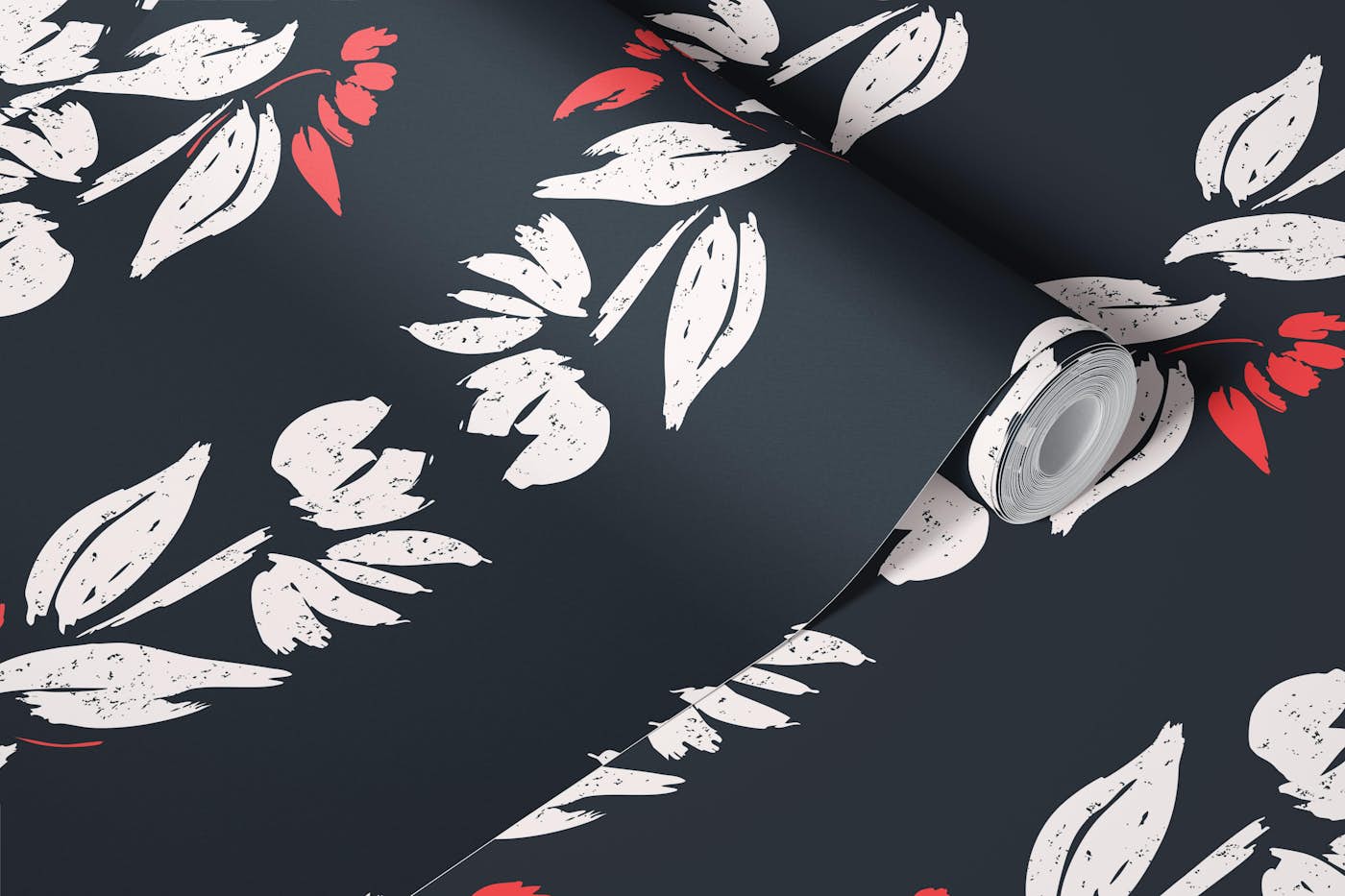 Backroads Navy Floral Stripe wallpaper roll