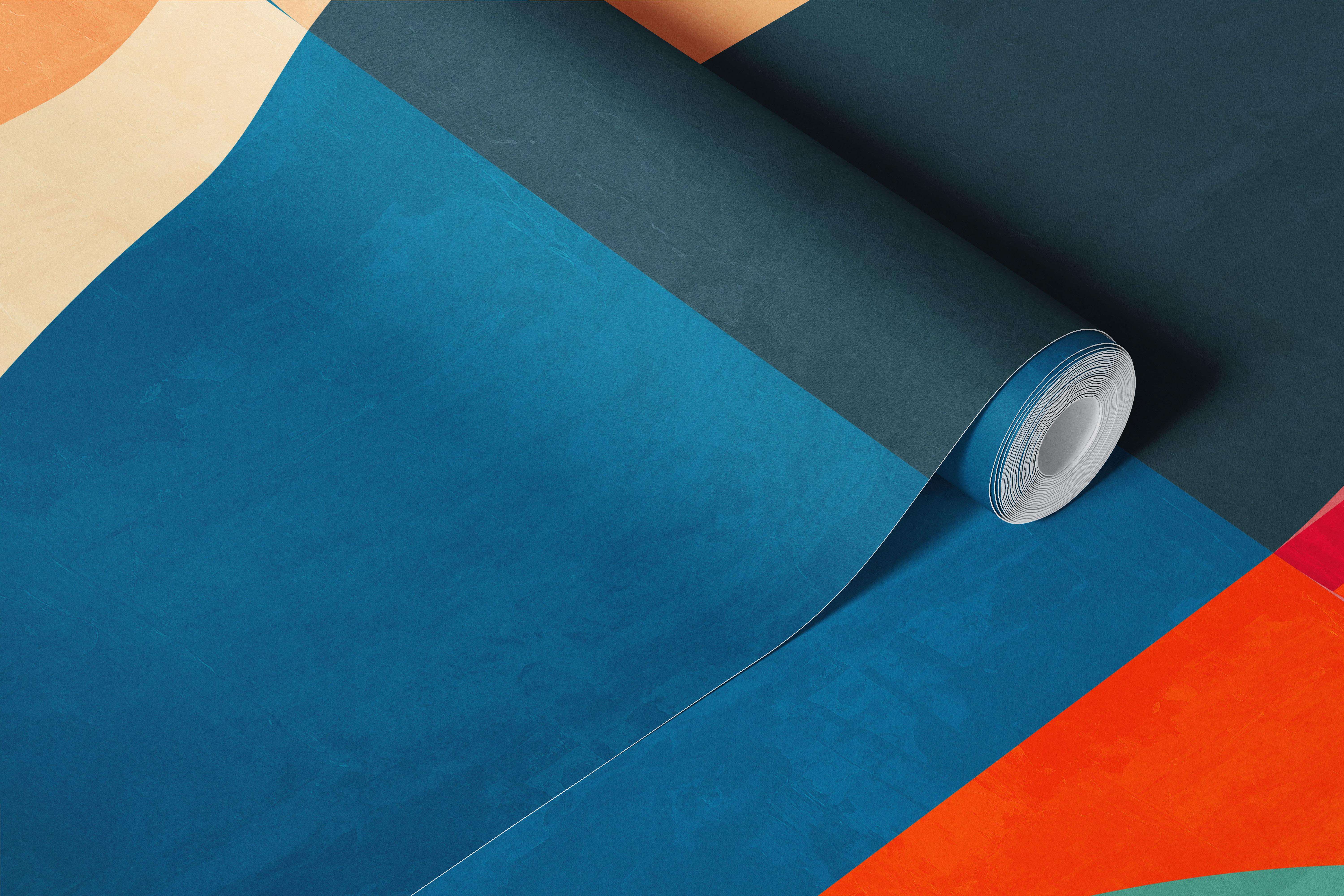 Colorful geometric shapes with curves and lines wallpaper