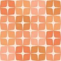 Mid-Mod Star block print - Cosy peachy orange wallpaper