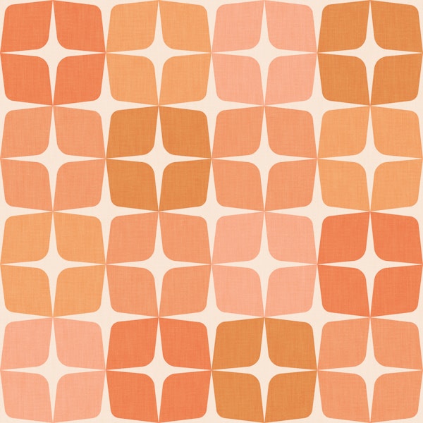 Mid-Mod Star block print - Cosy peachy orange