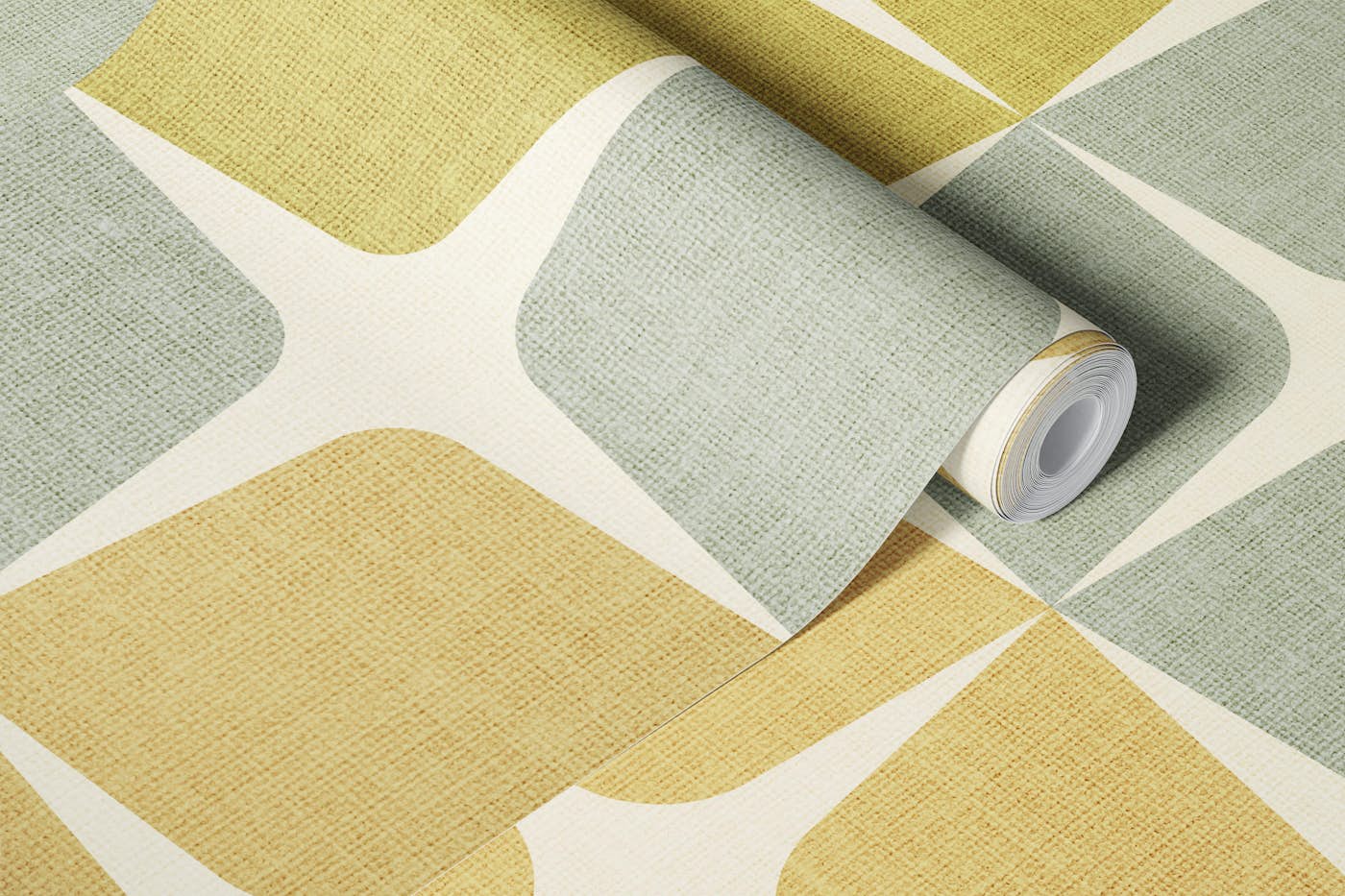 Classic Mid Century Star tiles - Earthy green wallpaper roll