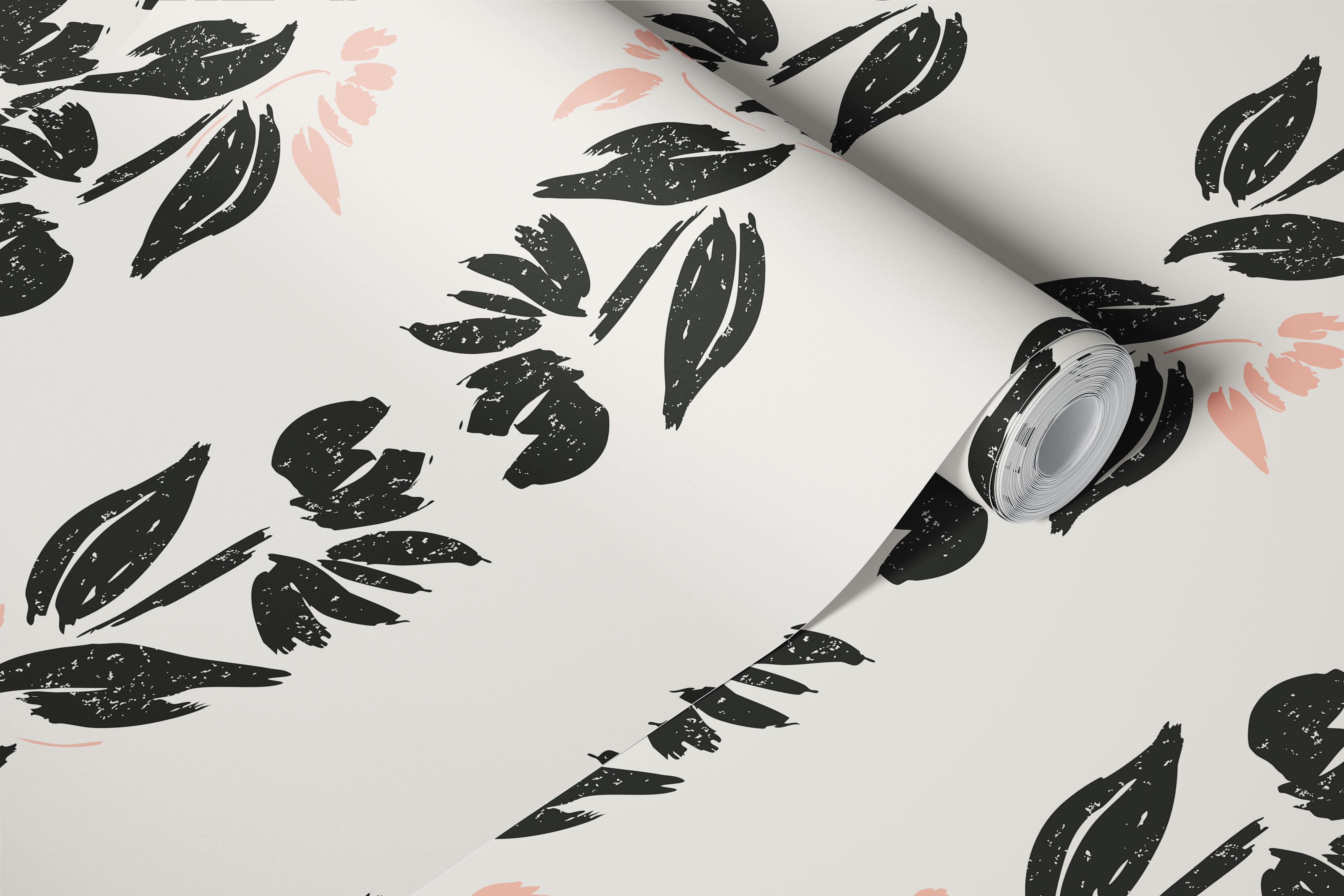 Backroads Black Floral Stripe wallpaper in a room