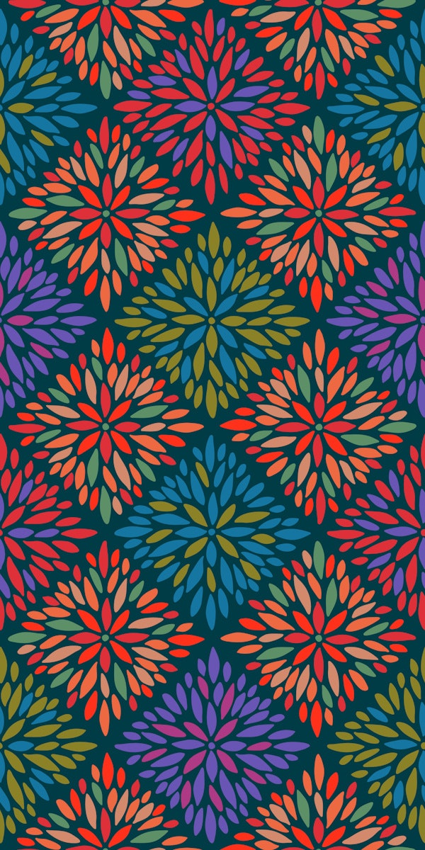 Dahlia Diamonds Boho Floral Tile Jewel Tones