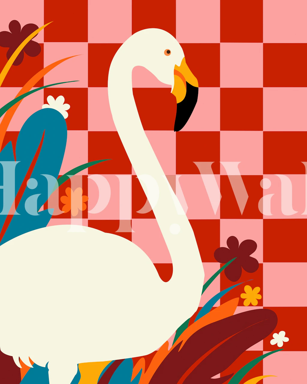 Tapeta Checkers & The Great Egret w pokoju