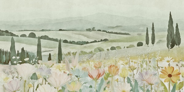 Summer Landscape Flower Meadow Pastel