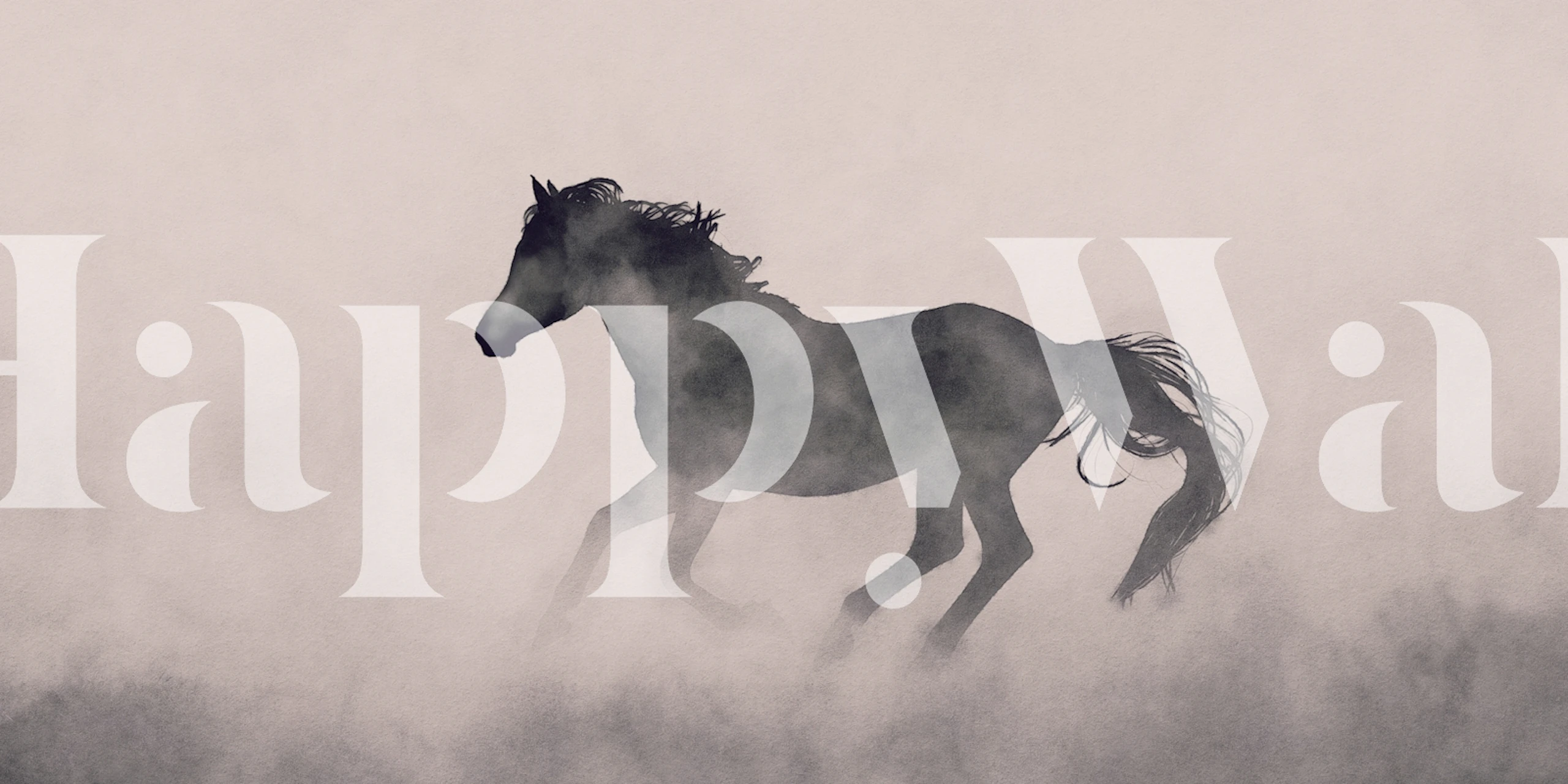 Wild horse wallpaper in a soft foggy room