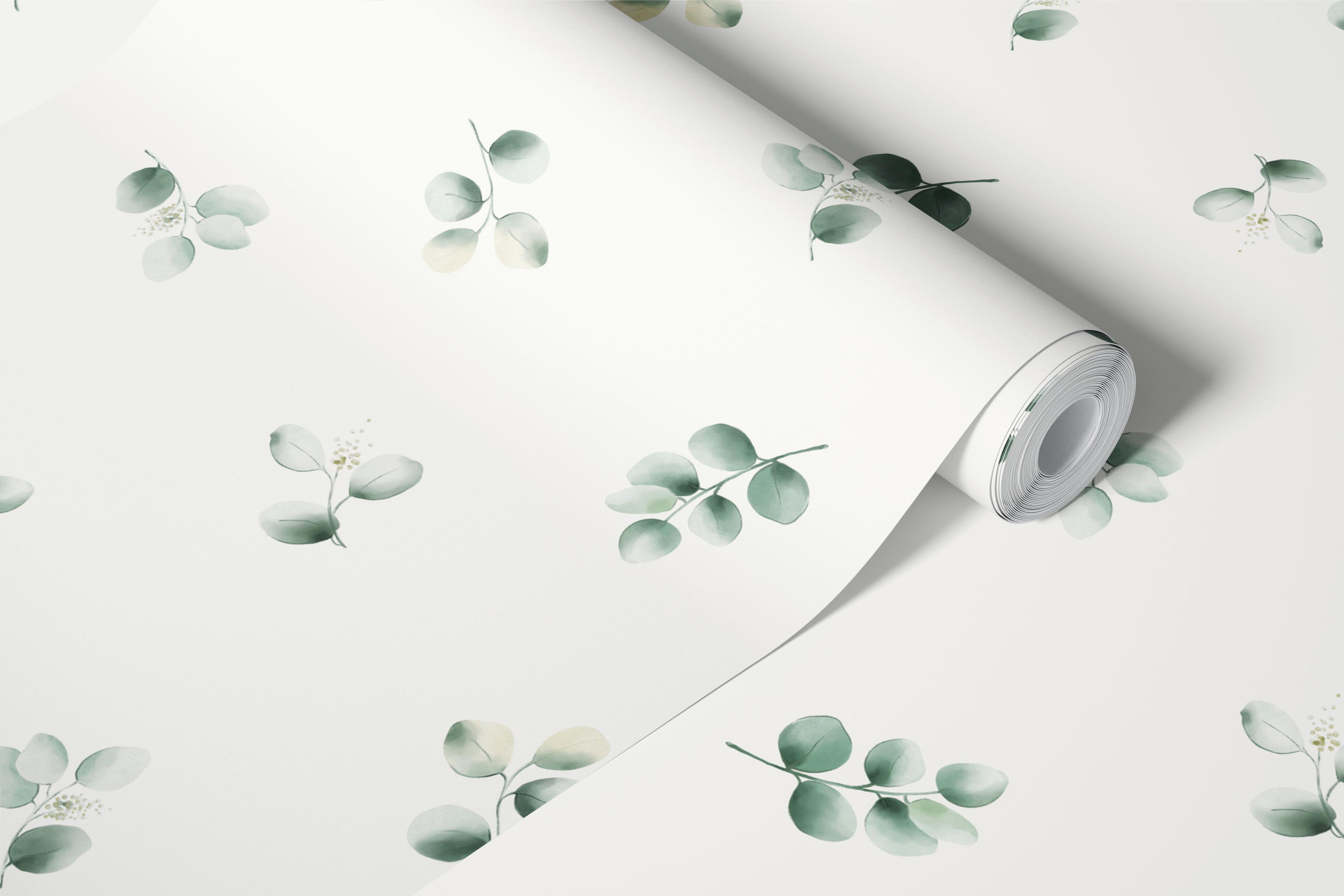 Eucalyptus Simplicity In Off White wallpaper in a room