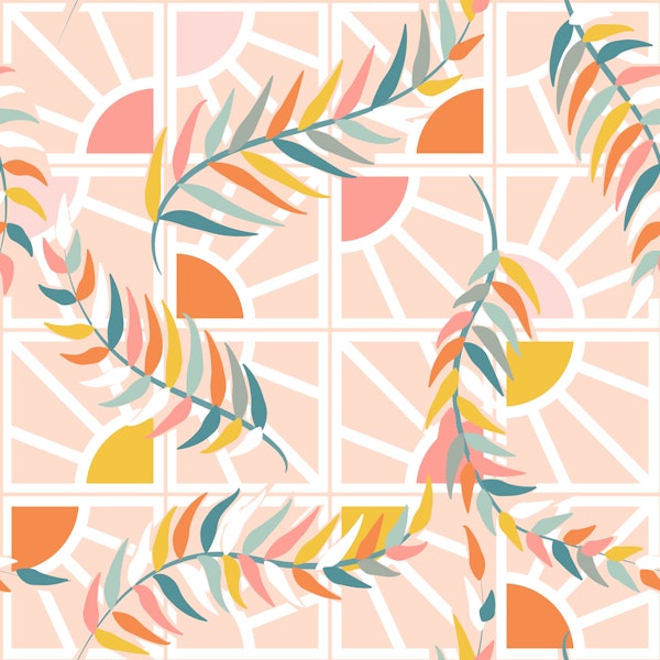 Leafy Sunburst Delight- Peach Pink