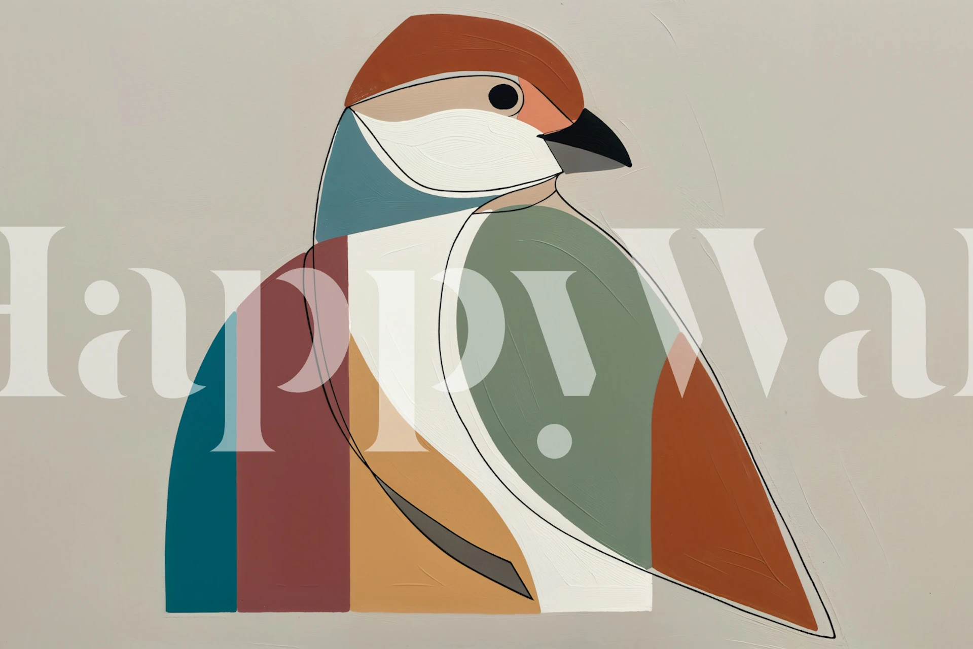 Colorful geometric bird design with pastel colors wallpaper